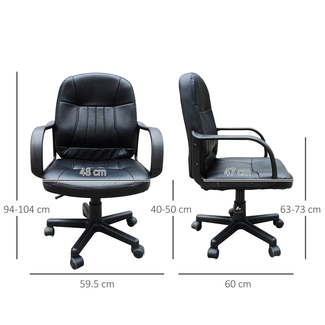 MCL Swivel Executive Office Chair, PU Leather Computer Desk Chair with Adjustable Height, Wheels, Black