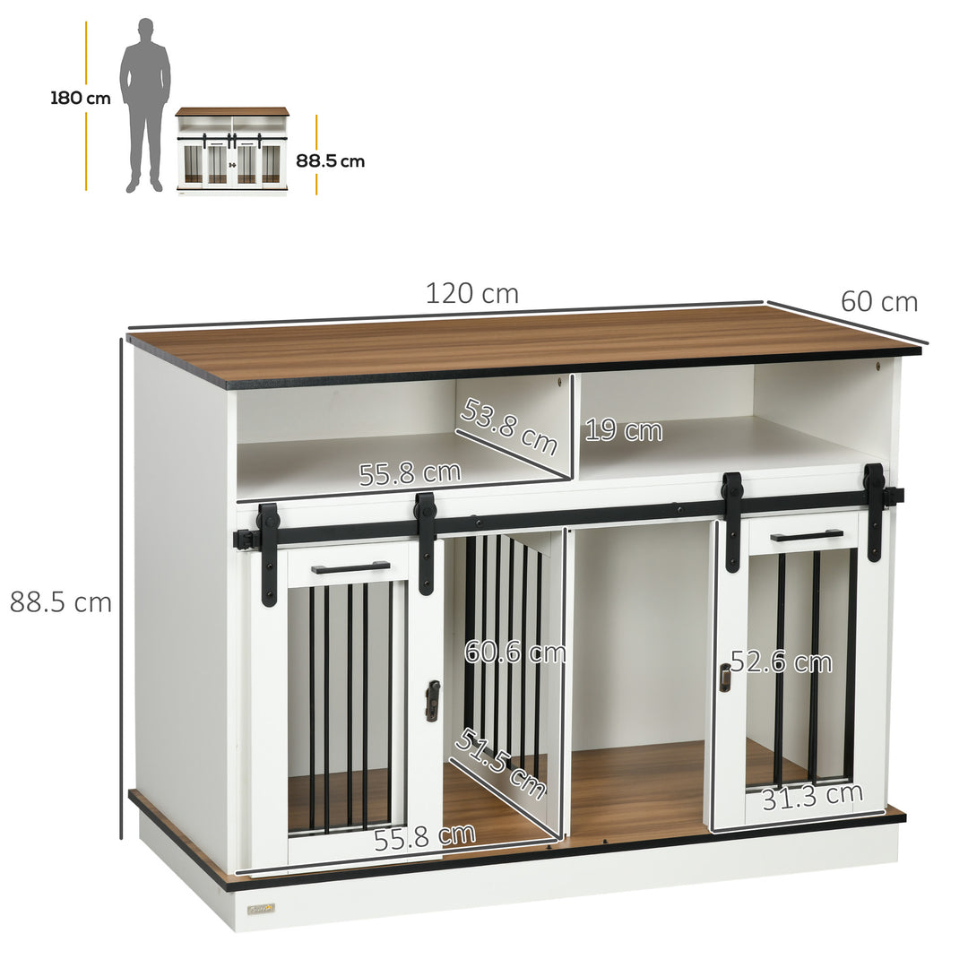 Dog Crate Furniture for Small and Large Dogs, with Movable Divider - White