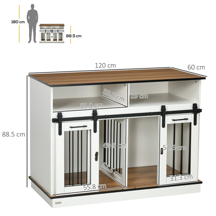 Dog Crate Furniture for Small and Large Dogs, with Movable Divider - White