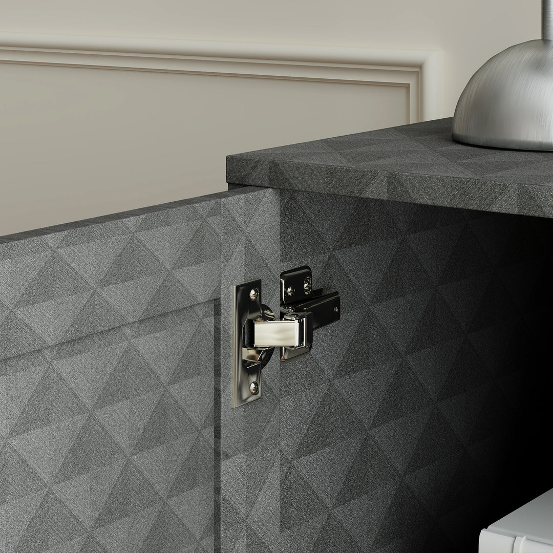 Sideboard with Adjustable Shelf, Freestanding Sideboard Storage Cabinet with Open Compartment and 2 Drawers, Grey