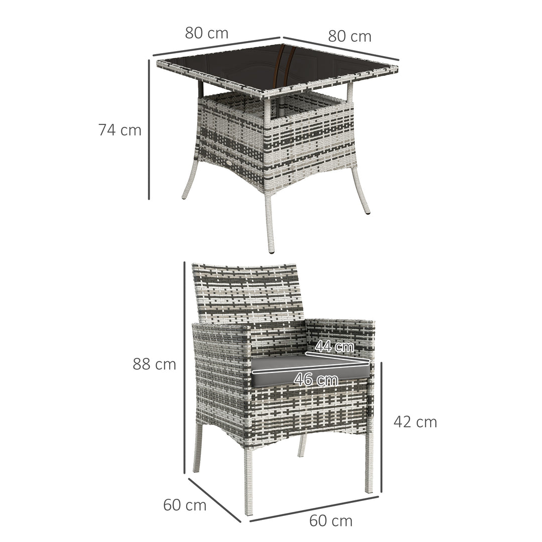 Outsunny Outdoor Dining Set 5 Pieces Patio Conservatory with Tempered Glass Tabletop, 4 Dining Armchairs