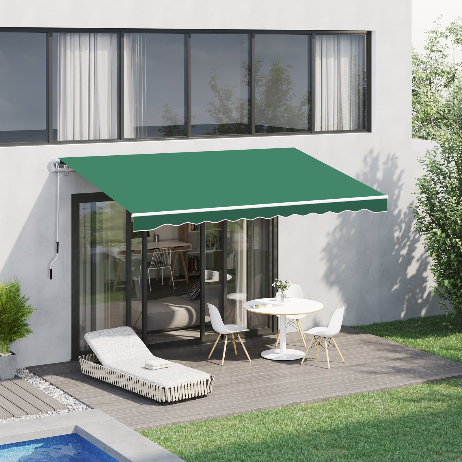 Manual Retractable Awning, size (4m x3m)-Green