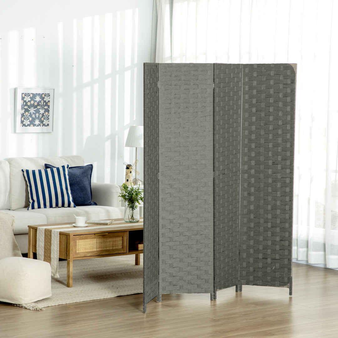 MCL 4-Panel Room Dividers, Wave Fibre Freestanding Folding Privacy Screen Panels, Partition Wall Divider for Indoor Bedroom Office, 170 cm, Grey