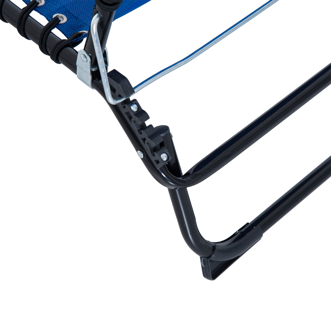 MCL Foldable Sun Lounger, Outdoor 4 Level Adjustable Backrest Reclining Chaise Chair, Steel Frame Recliner Chair for Camping, Hiking, Navy Blue