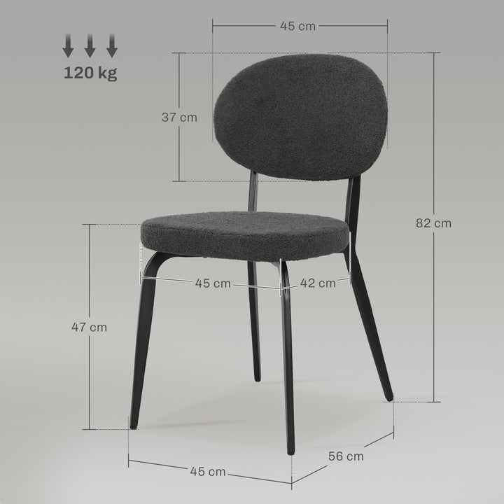 Set of Four Boucle Dining Chairs - Black