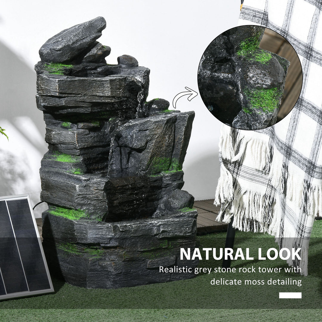 Garden Water Feature with LED Lights - Dark Grey