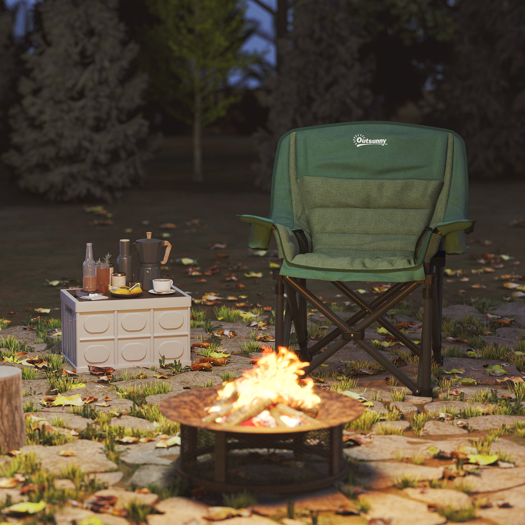Portable Padded Camping Chair, with Bag - Olive Green