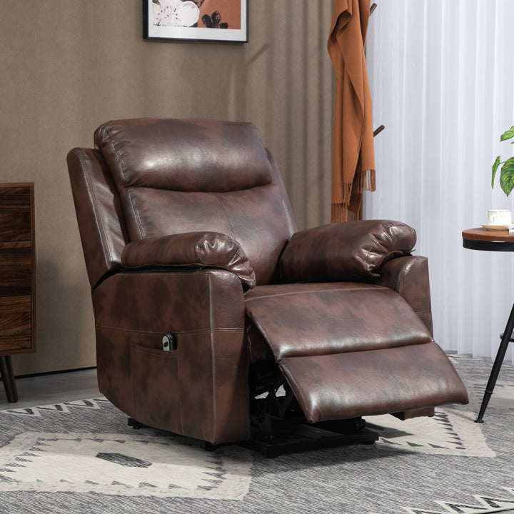 HOMCOM Riser and Recliner Chair for the Elderly, Lift Chair with Remote Control, Side Pockets, Pocket Spring, Dark Brown