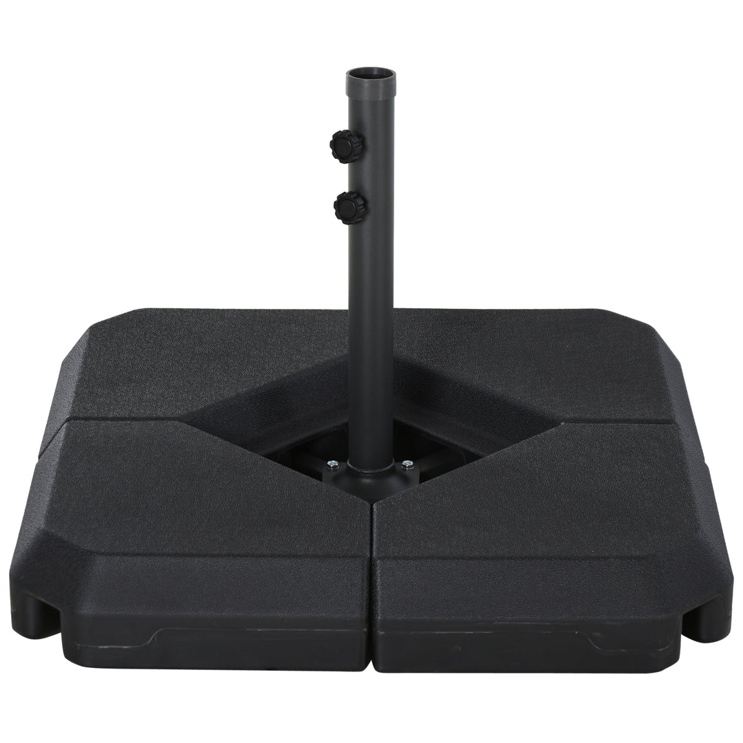 4PCs Fillable Parasol Base Weights with Steel Cross Base Garden Umbrella Stand 60L Water or 72kg Sand Filled Weights Plastic Black