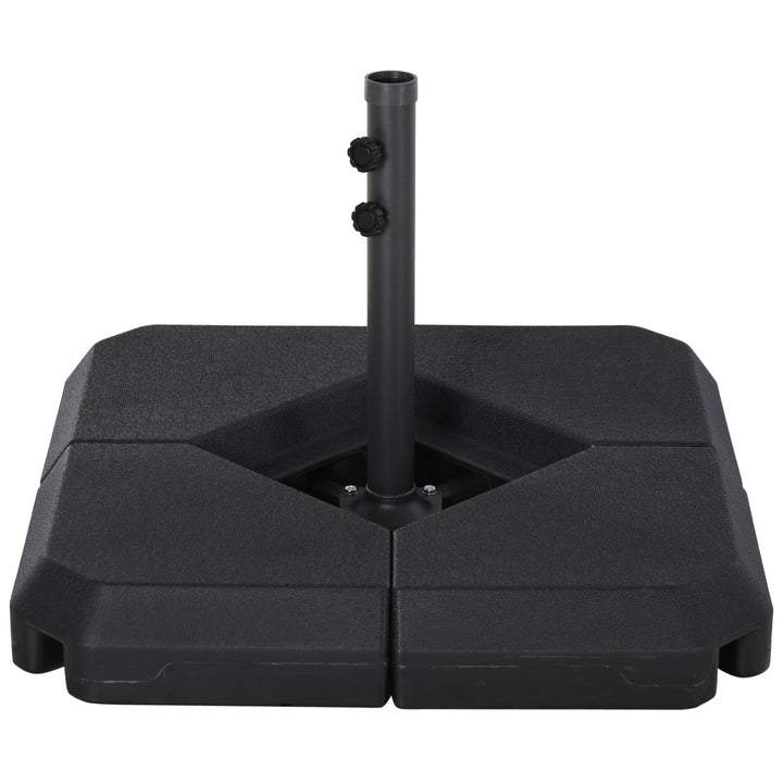 4PCs Fillable Parasol Base Weights with Steel Cross Base Garden Umbrella Stand 60L Water or 72kg Sand Filled Weights Plastic Black