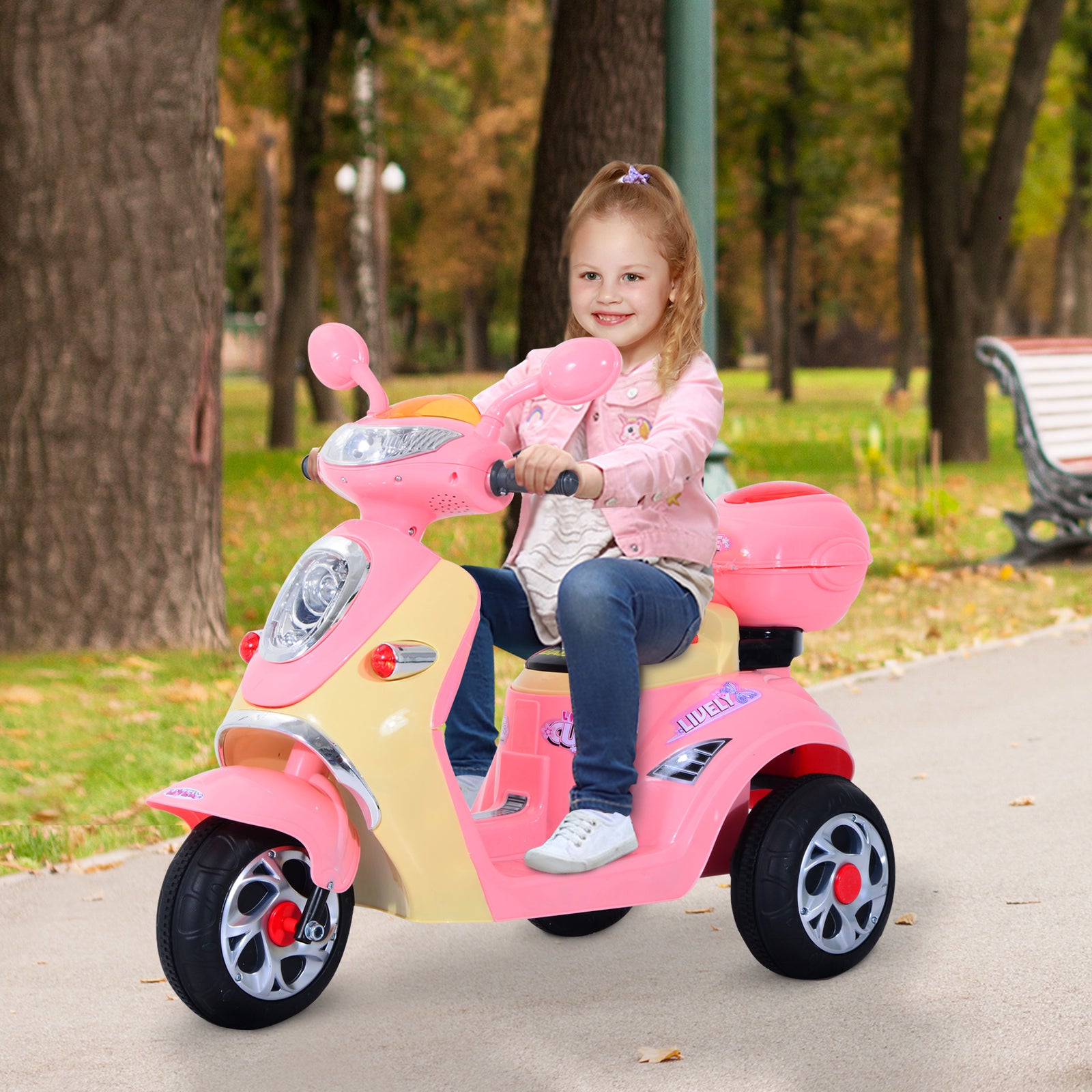 Kids Electric Ride On Toy Car 6V Electric Motorbike with Chargeable Battery Headlight and Music for 3-5 Years - Pink