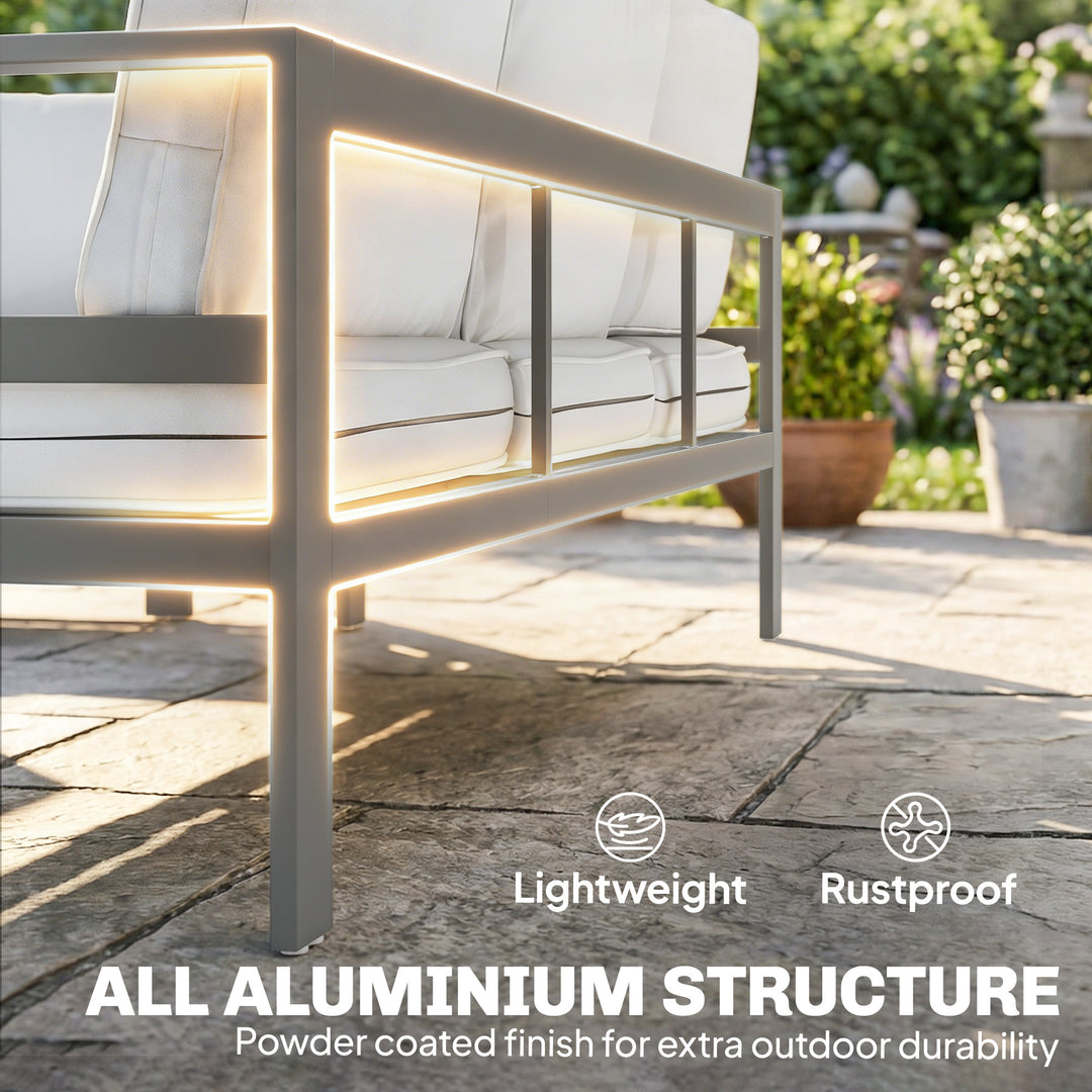 5 Pieces Aluminium Garden Furniture Set with Olefin Cushions, Extra De