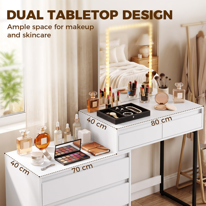 Vanity Makeup Desk LED Mirror Dressing Table Large Storage 5 Drawers - view 6