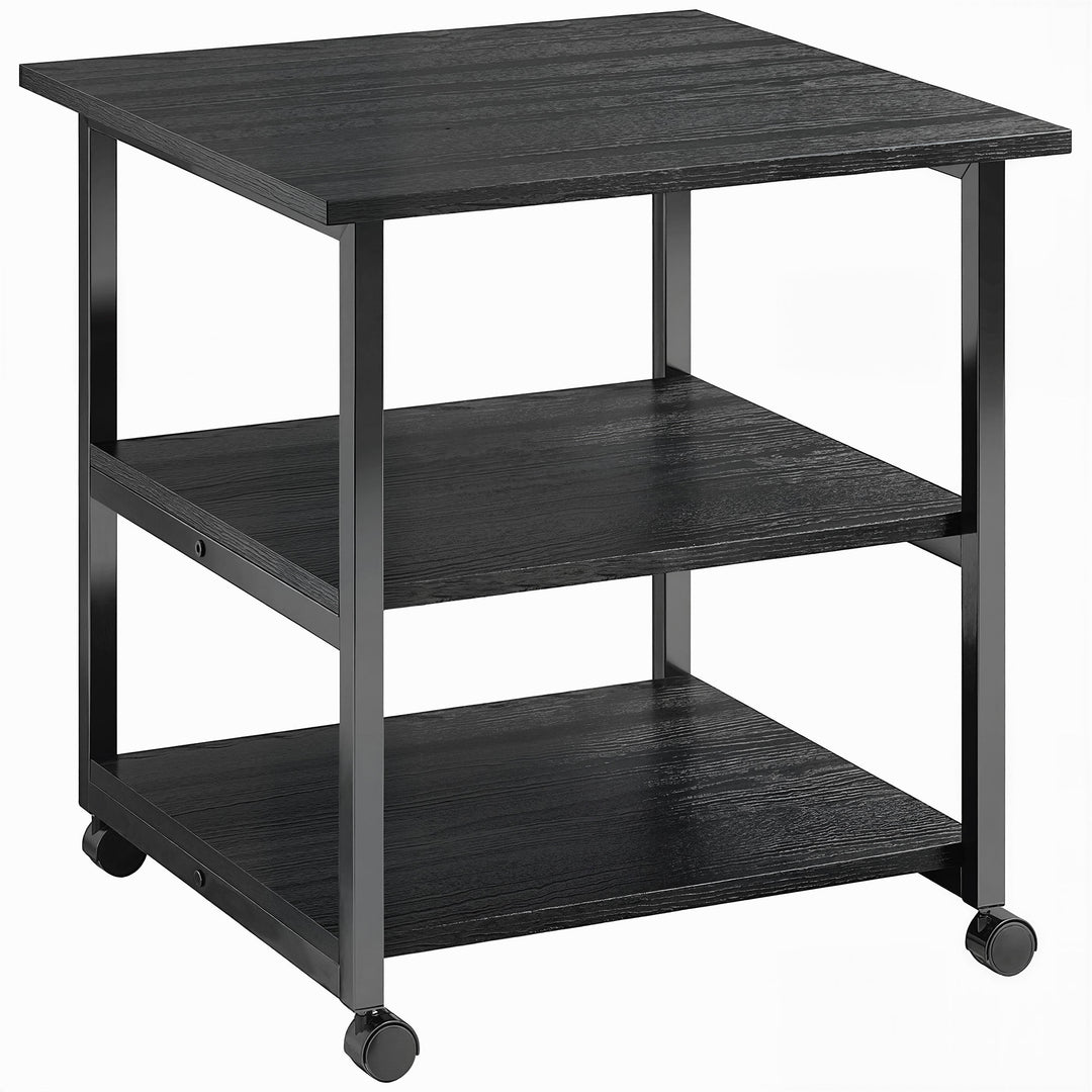 Three-Tier Steel Printer Stand, with Wheels - Black