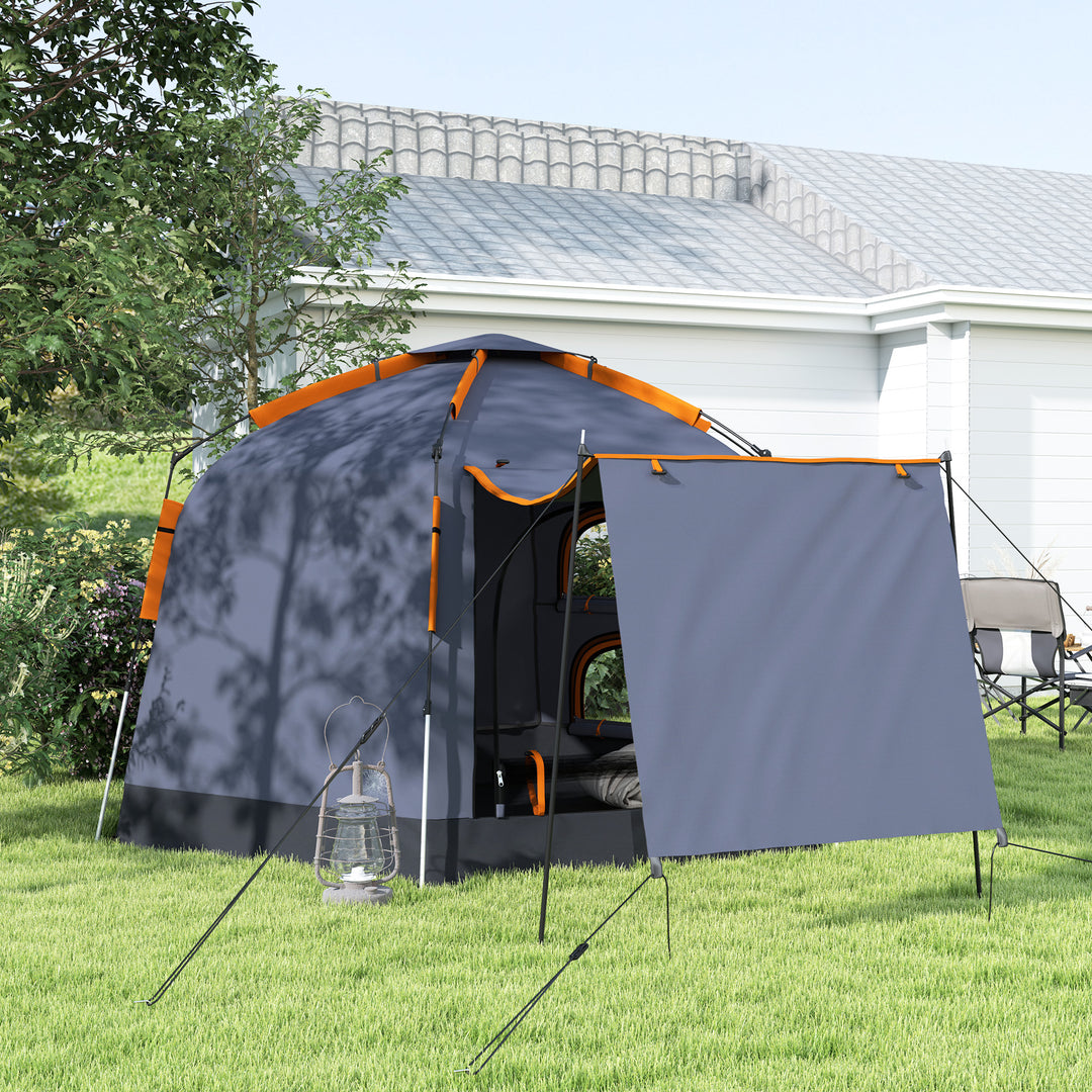 Automatic Pop Up Camping Tent, Instant Setup 2-4 Man Tent with Mesh Windows, Waterproof & UV30+, Portable with Carry Bag for Fishing, Hiking, Backpacking, Dark Grey