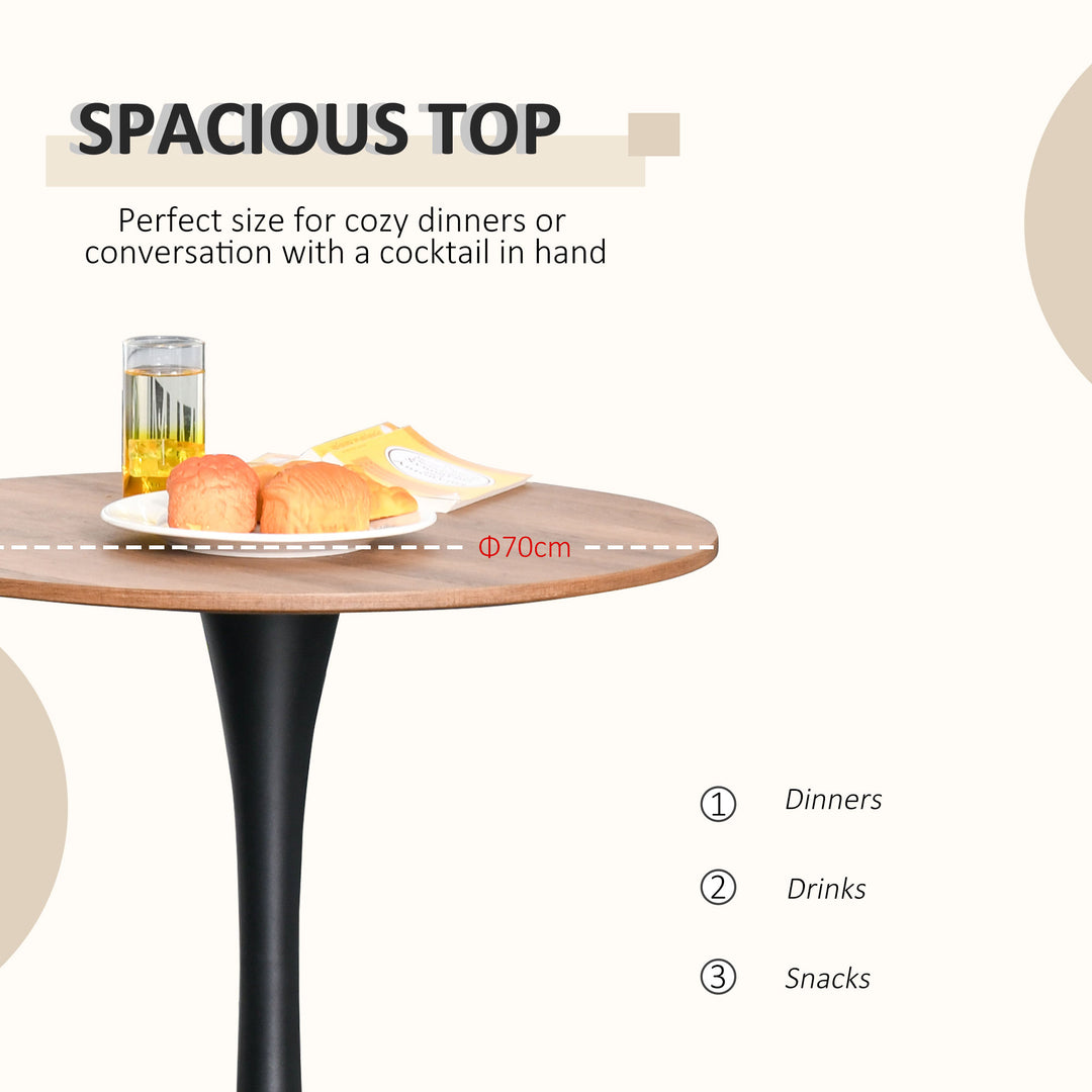 MCL Modern Round Dining Table Leisure Coffee Bistro Table with Metal Base for Kitchen & Dining Room Brown