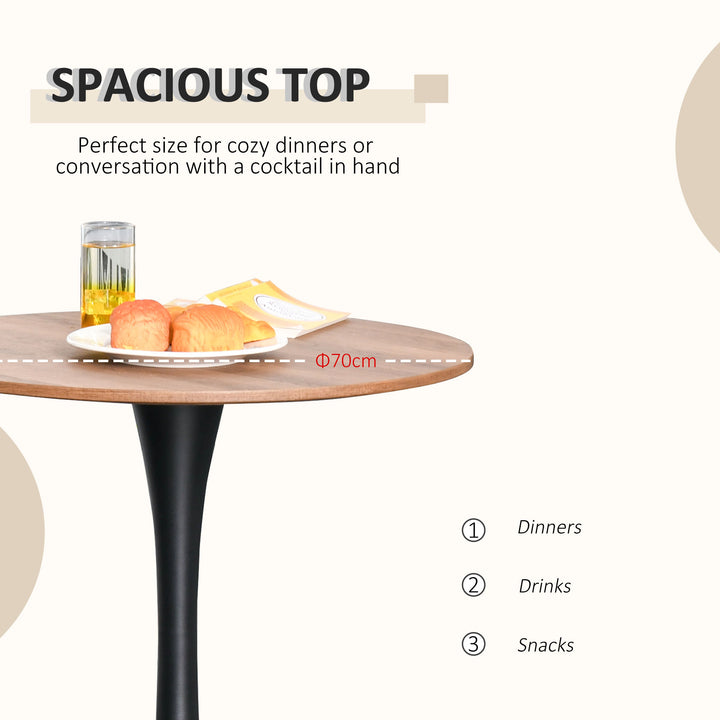 MCL Modern Round Dining Table Leisure Coffee Bistro Table with Metal Base for Kitchen & Dining Room Brown