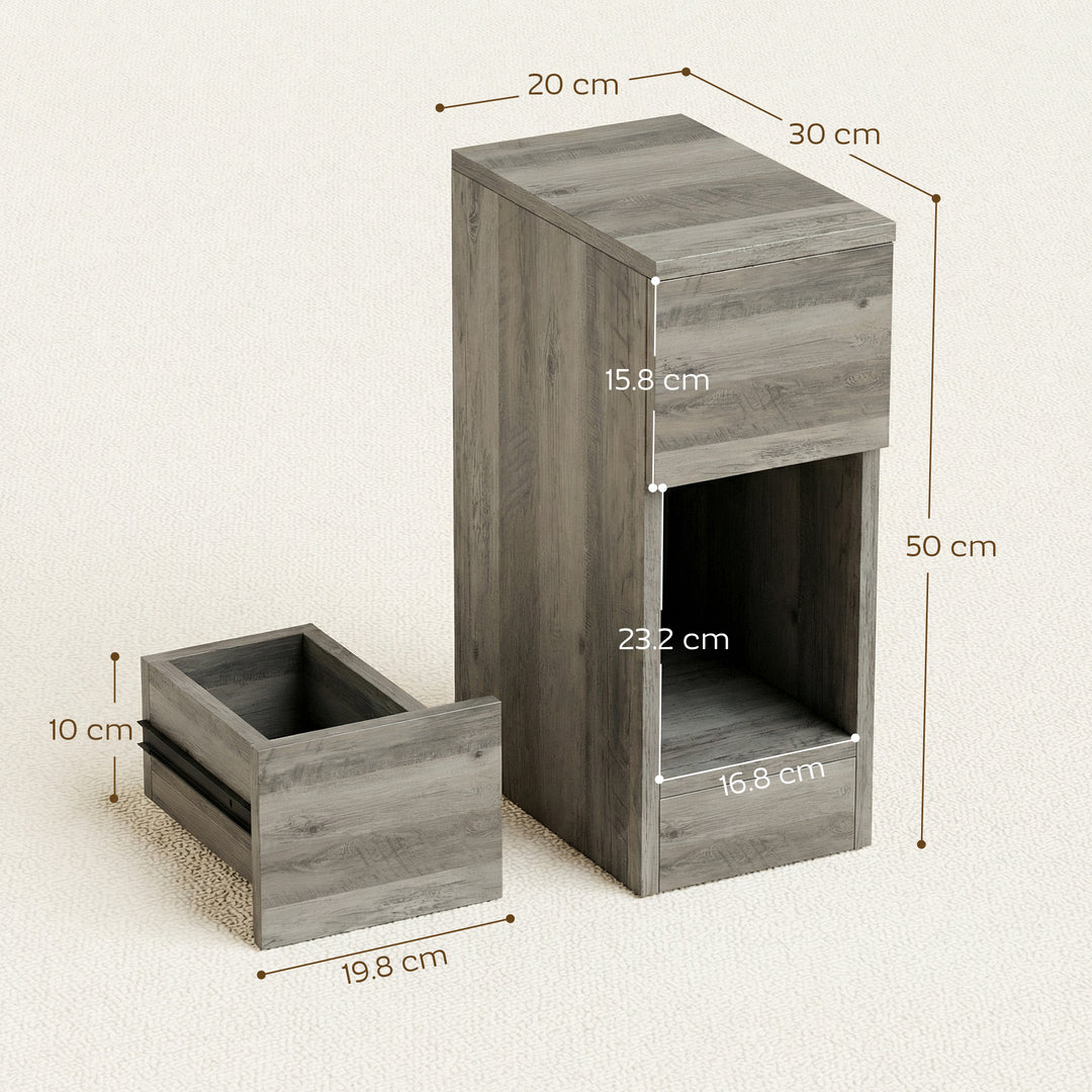 Set of Two Modern Storage Bedside Tables - Grey