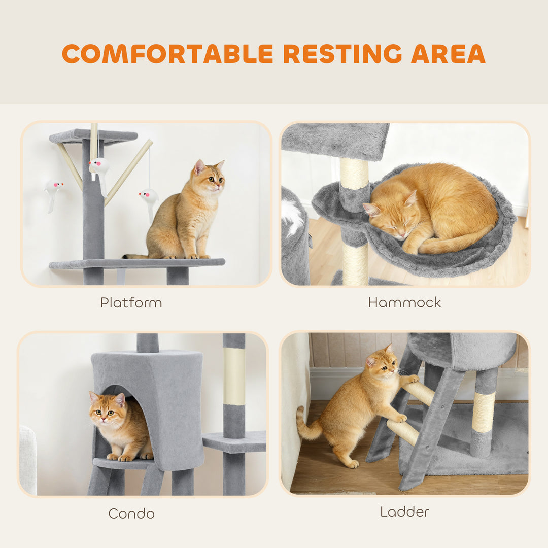 Multi-Level Cat Tower, 134cm Cat Tree with Condo and Sisal Scratching 