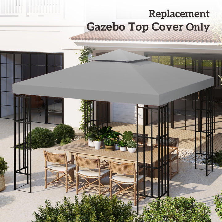 3(m) Gazebo Top Cover Double Tier Canopy Replacement Pavilion Roof Light Grey