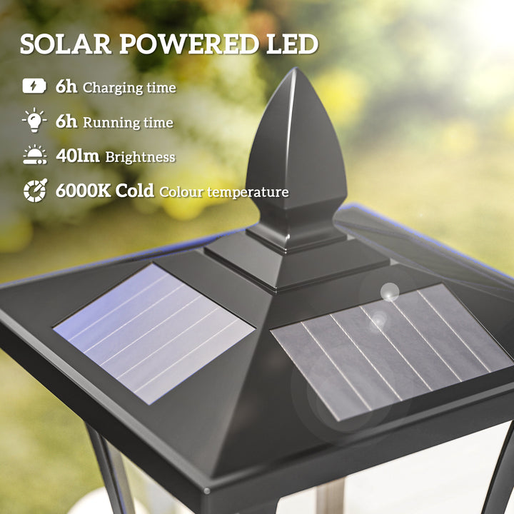 Outdoor Garden Solar Post Lamp Sensor Dimmable LED Lantern Bollard Pathway 1.6M Tall – Black