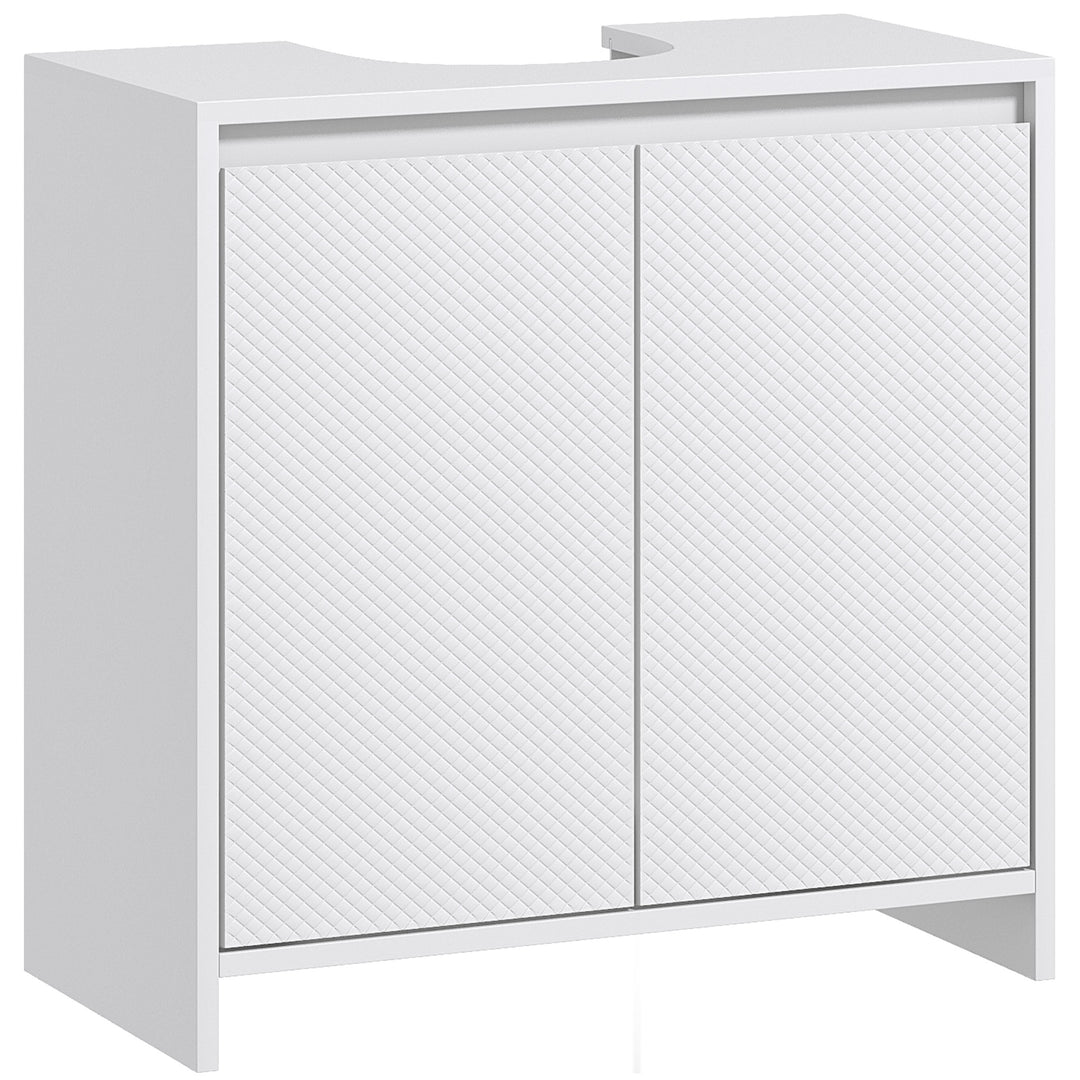 Under Sink Bathroom Cabinet, Freestanding Under Sink Cabinet with 2 Doors and Shelf for Basin without or with Pedestal, White