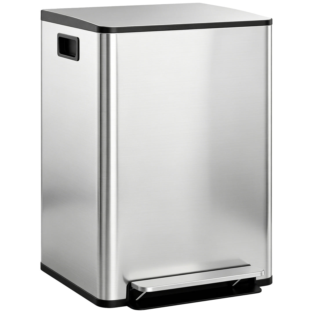 60L Dual Compartment Stainless Steel Bin, with Deodoriser Holders - Si