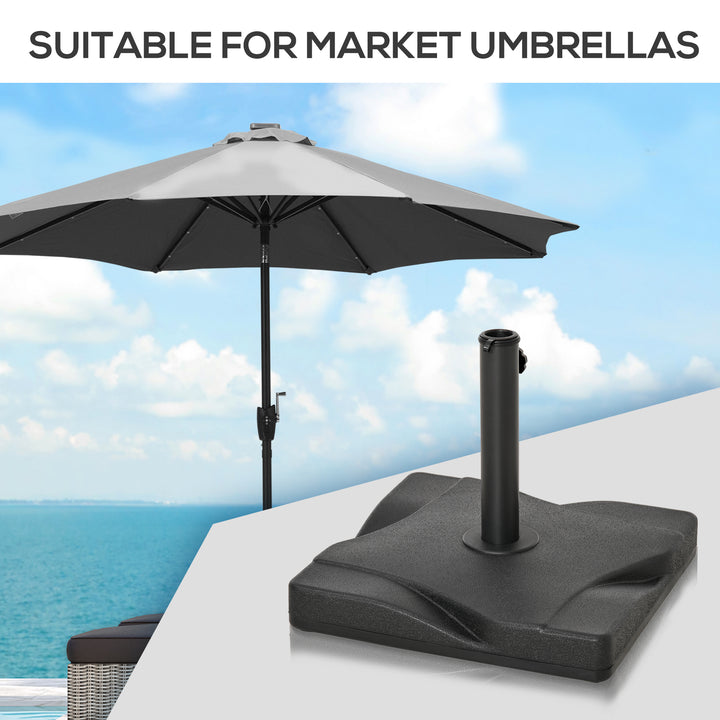 MCL 20kg Square Parasol Base Outdoor Garden Cement Umbrella Weight Stand Holder, Fits 32mm,38mm,48mm Pole - Black