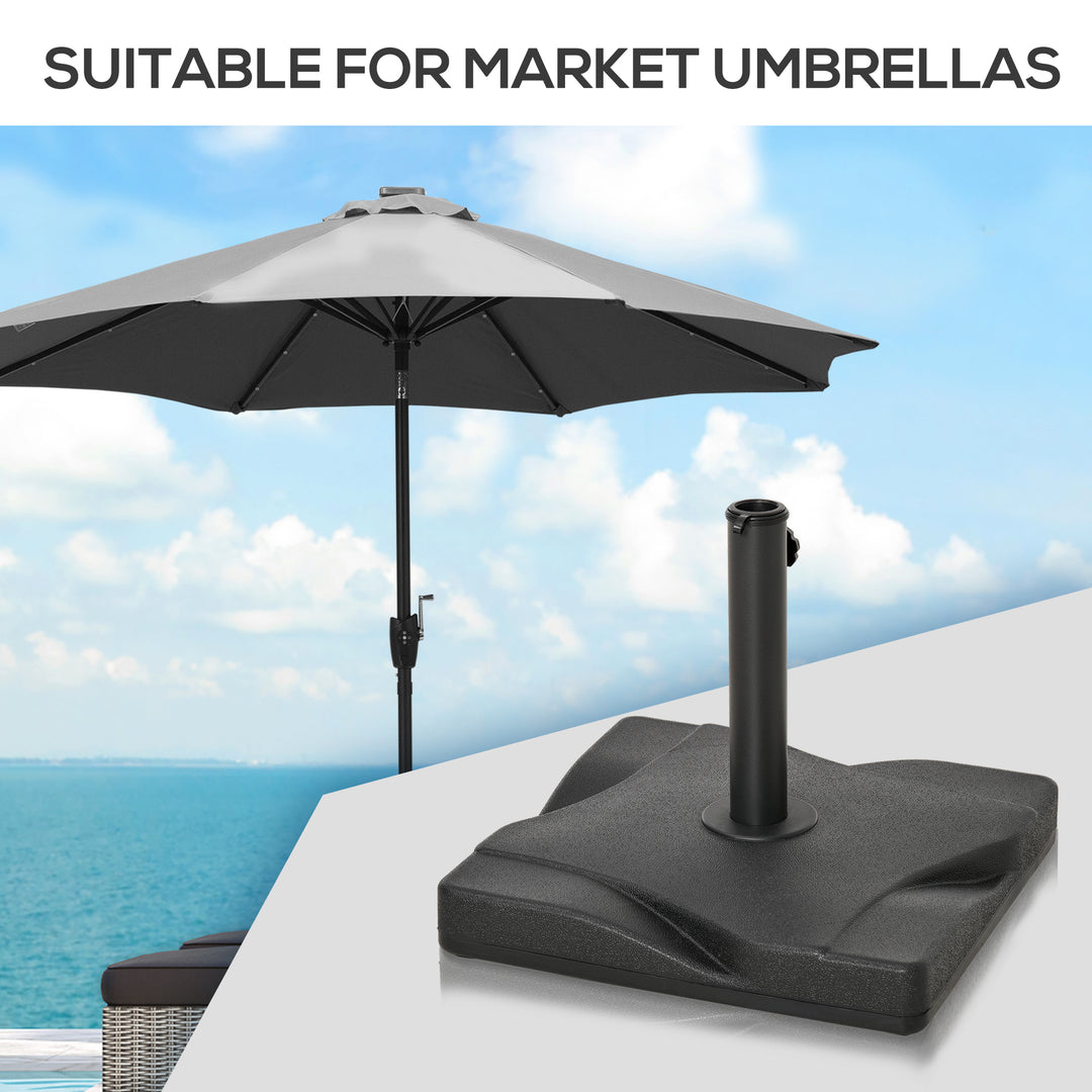 20kg Square Parasol Base Outdoor Garden Cement Umbrella Weight Stand Holder, Fits Φ32mm,Φ38mm,Φ48mm Pole - Black