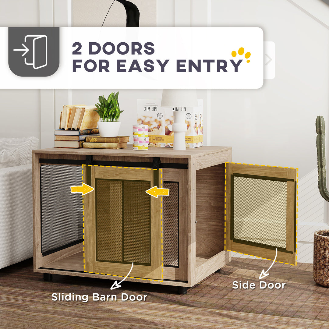 Dog Crate Furniture with Sliding Door for Medium Dogs, Brown