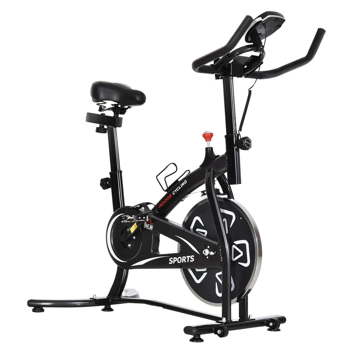 HOMCOM Steel Stationary Bike 8-Level Belt Driven Exercise Bike w/ LCD Monitor Black