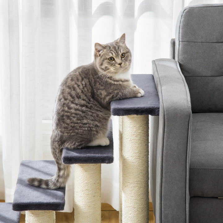 Dog Steps for Bed 4 Step Pet Stairs for Dog Cat ladder Scratch Post Grey