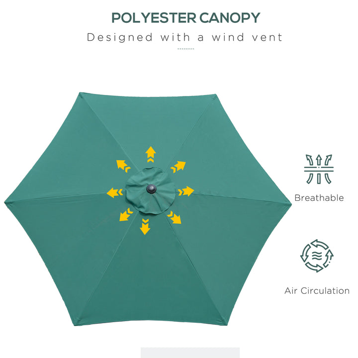2.6M Garden Parasol Umbrella with Tilt and Crank, Outdoor Sun Parasol Sunshade Shelter with Aluminium Frame, Green