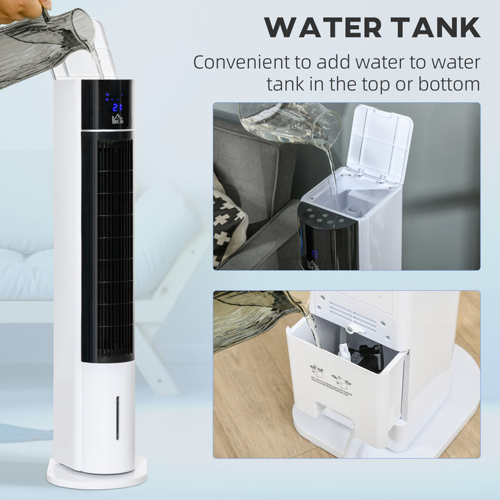 MCL Portable Air Cooler, 3L Tank Evaporative Ice Cooling Tower Fan with 3 Modes, 3 Speeds, Remote, Timer, 60° Oscillating, Portable Swamp Cooler for Home Bedroom, White