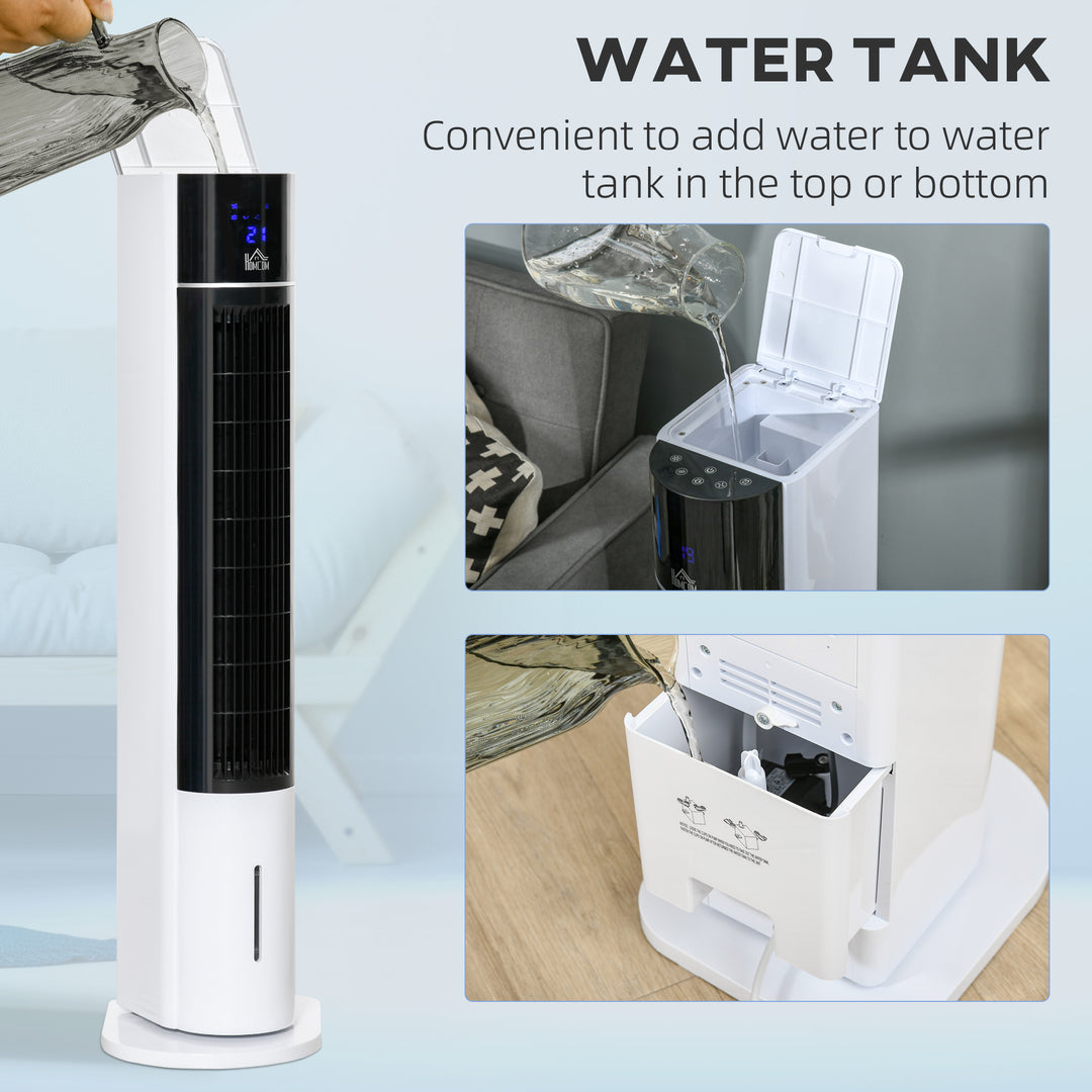 Portable Air Cooler, 3L Tank Evaporative Ice Cooling Tower Fan with 3 Modes, 3 Speeds, Remote, Timer, 60° Oscillating, Portable Swamp Cooler for Home Bedroom, White
