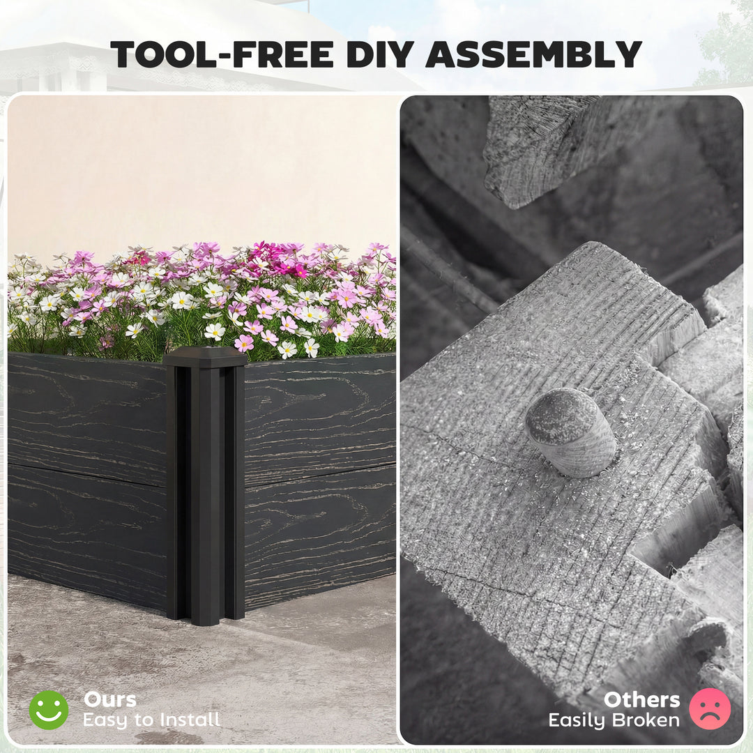Vinyl Raised Garden Bed Kit, 2 x 2 x 1ft Modular Elevated Garden Box w