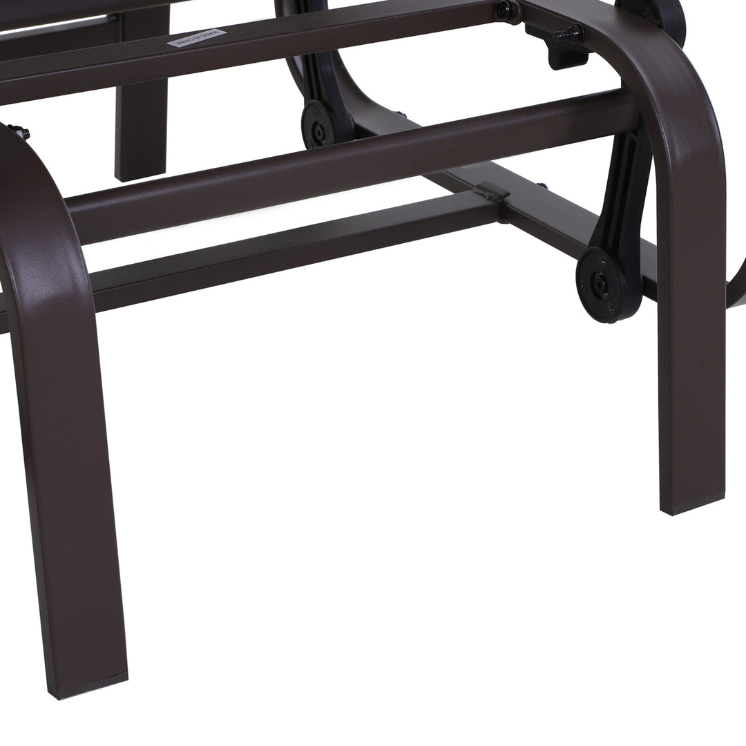 Outdoor Gliding Rocking Chair with Sturdy Metal Frame Garden Comfortable Swing Chair, Brown