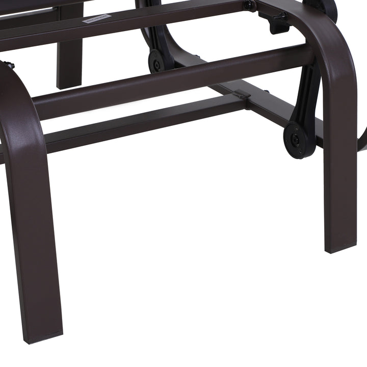 Outdoor Gliding Rocking Chair with Sturdy Metal Frame Garden Comfortable Swing Chair, Brown