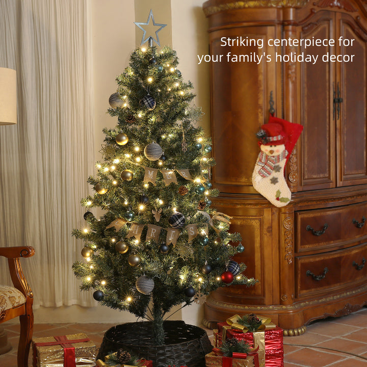 6ft Pre-Lit Xmas Tree with Decorations, Green, Blue and Warm White