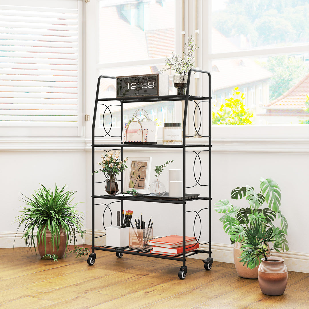 4-Tier Metal Plant Stand, Heavy Duty Ladder Shelf Potted Plants Displa