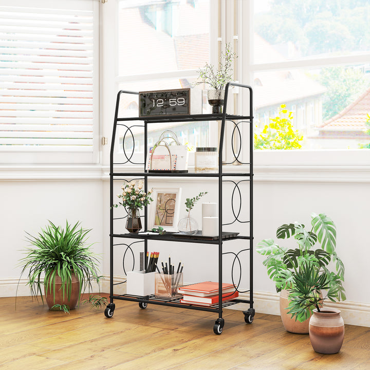 4-Tier Metal Plant Stand, Heavy Duty Ladder Shelf Potted Plants Displa
