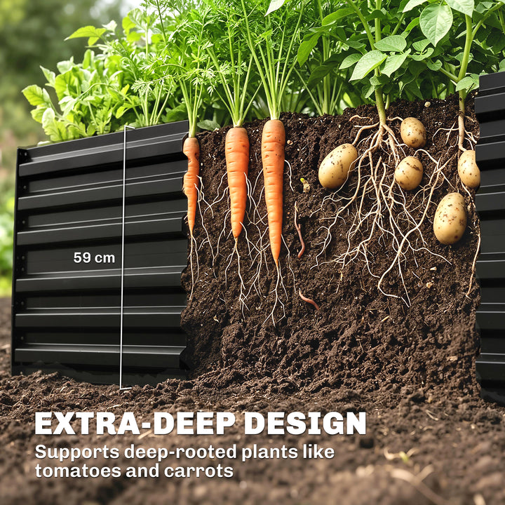 Raised Beds for Garden, Galvanised Steel Outdoor Planters with Multi-r