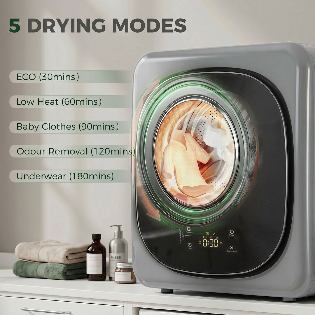 4kg Vented Tumble Dryer with 5 Drying Mode, 800W Compact Freestanding 