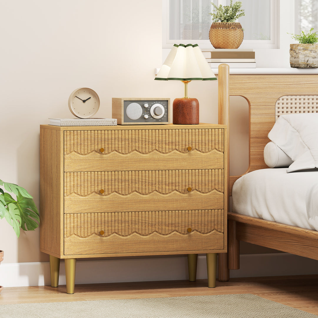 Dresser for Bedroom 3 Drawer Chest of Drawers with Steel Frame for Liv