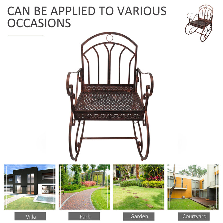 MCL Metal Single Chair 1 Seater Garden Outdoor Rocking Chair Vintage Style Bronze