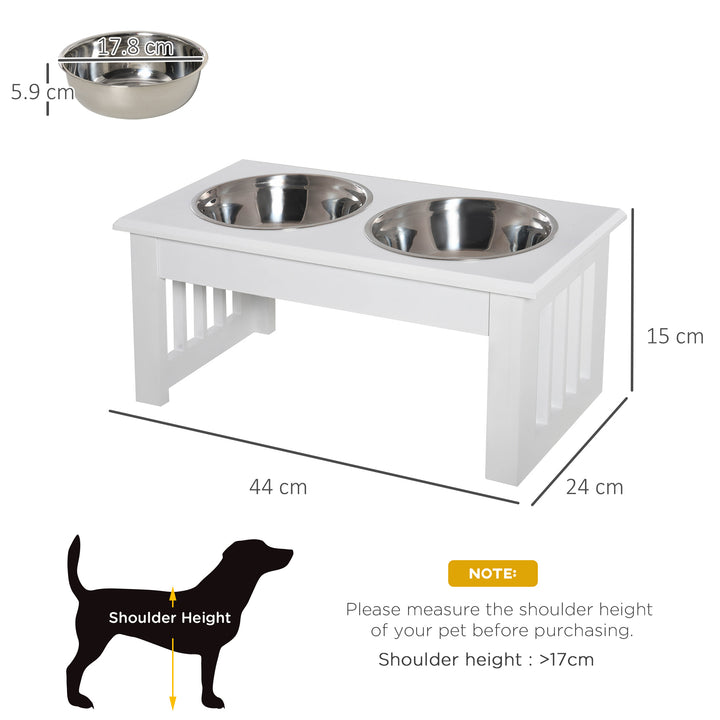 MCL Raised Dog Feeding Bowls with Stand, Stainless Steel for  Extra Small and Small Dog, 44L x 24W x 15H cm - White