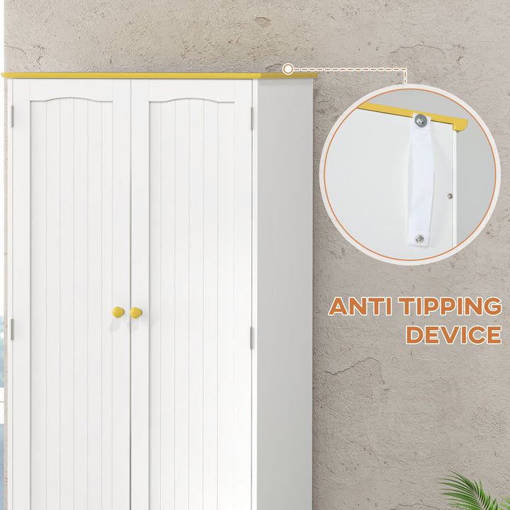 MCL Freestanding 4-Door Kitchen Cupboard, Storage Cabinet Organizer with 4 Shelves, White