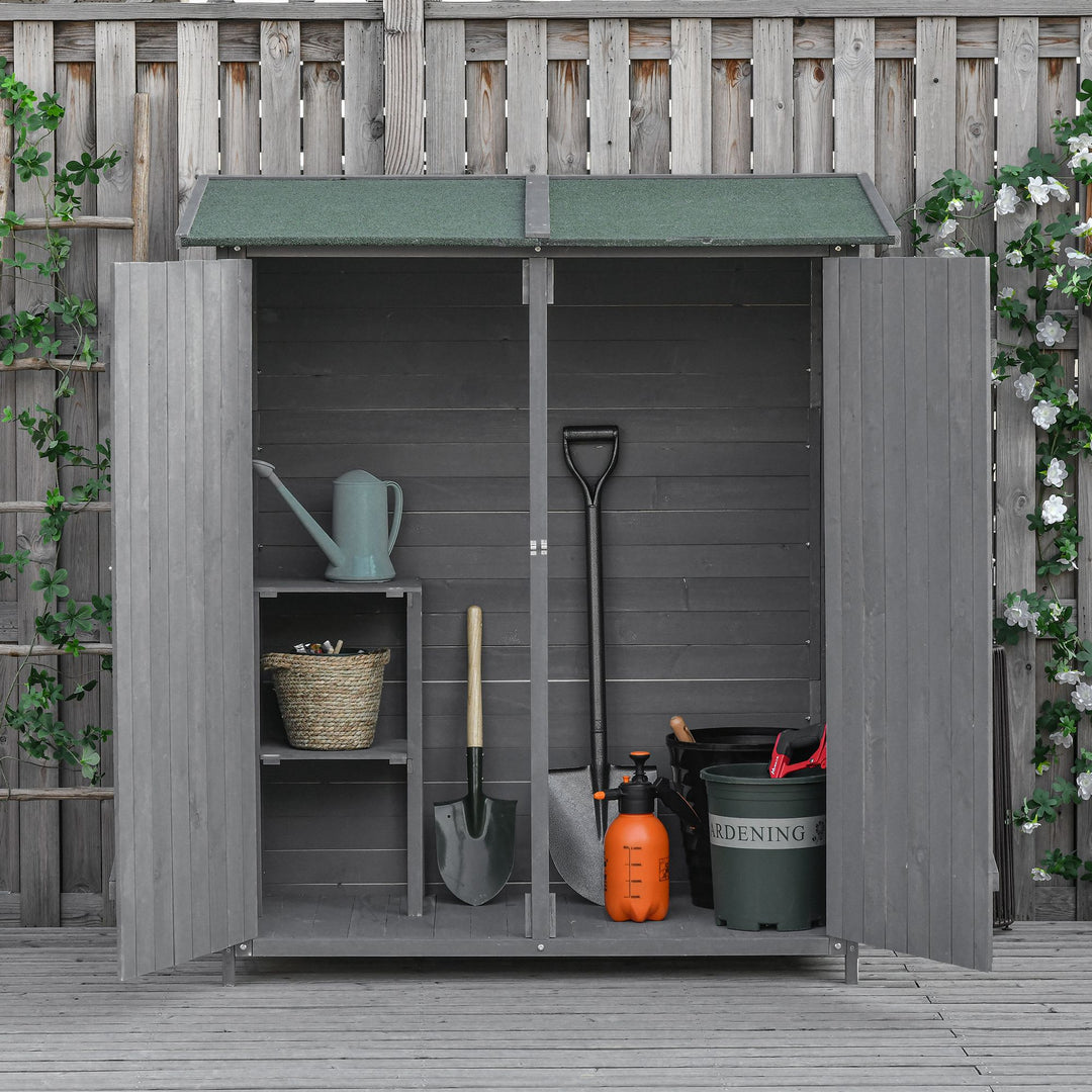 139 x 75 Fir Wood Garden Shed, with Asphalt Roof - Grey