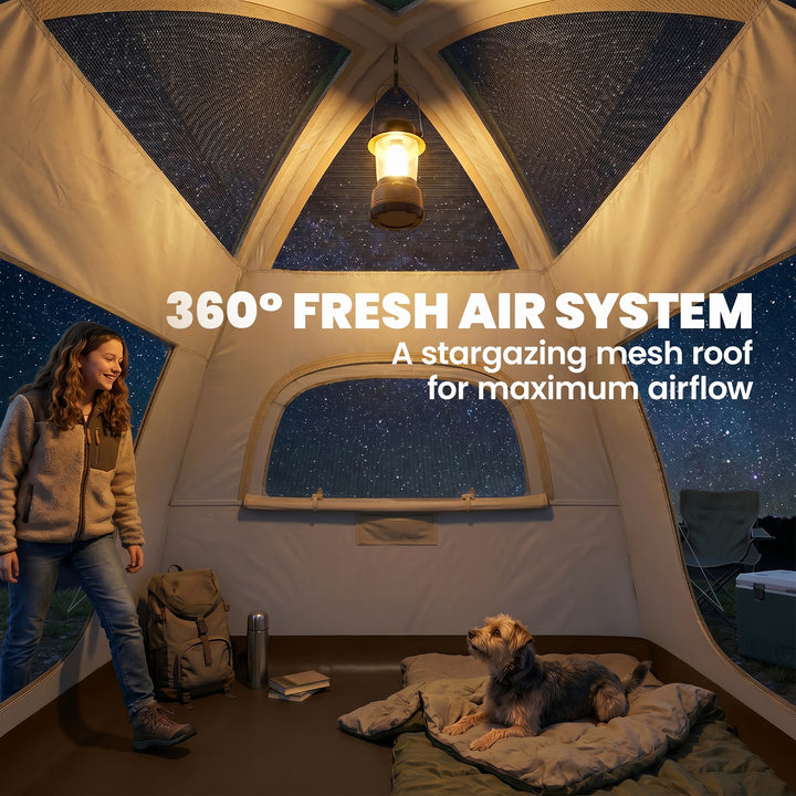 Inflatable Camping Tent with Rainfly, 3 Man Air Tent 3000mm Waterproof