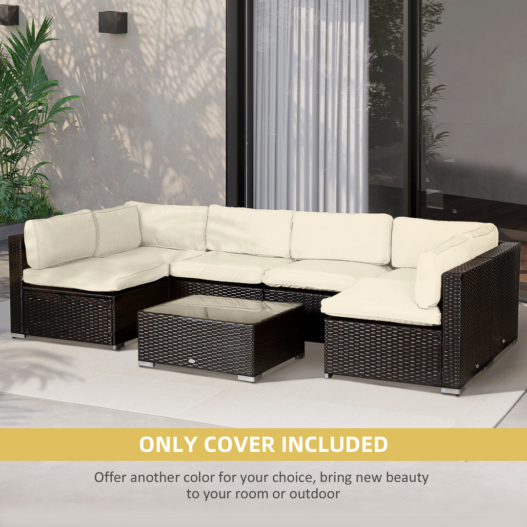 Replacement Cushion Covers for Garden Sofa Set, Garden Rattan Sofa Cushion Polyester Cover Replacement Outdoor - No Cushion Included, Cream